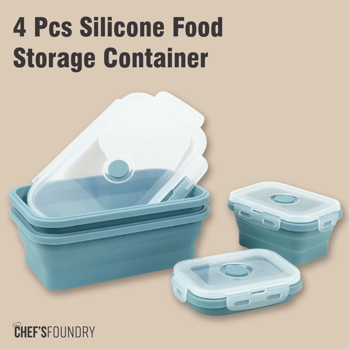 Silicone Collapsible Food Storage Containers-Prep Bowls with Lids - Set of 4 Microwave, Dishwasher and Freezer Safe– Eco-Friendly, Leak-Proof