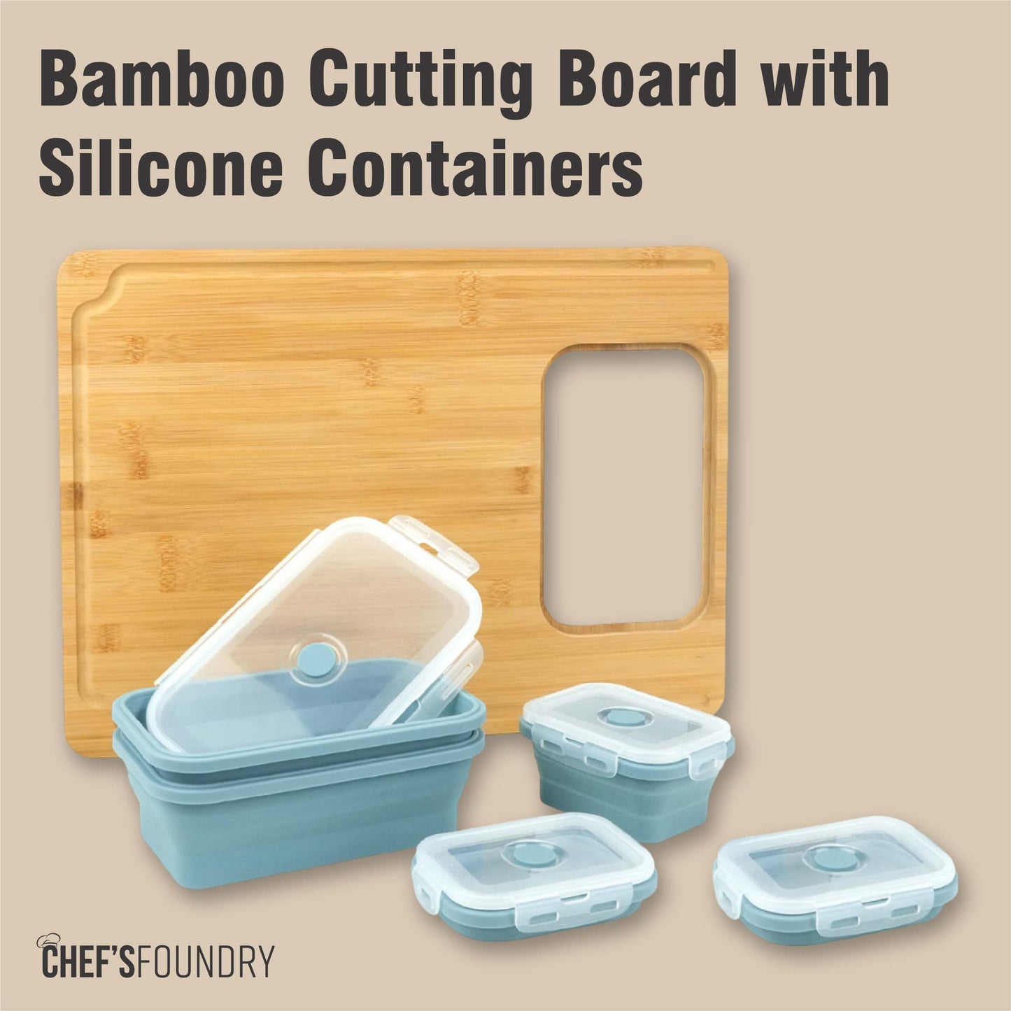 Versatile Cutting Board with Silicone Containers – Multi-Functional Kitchen Essential