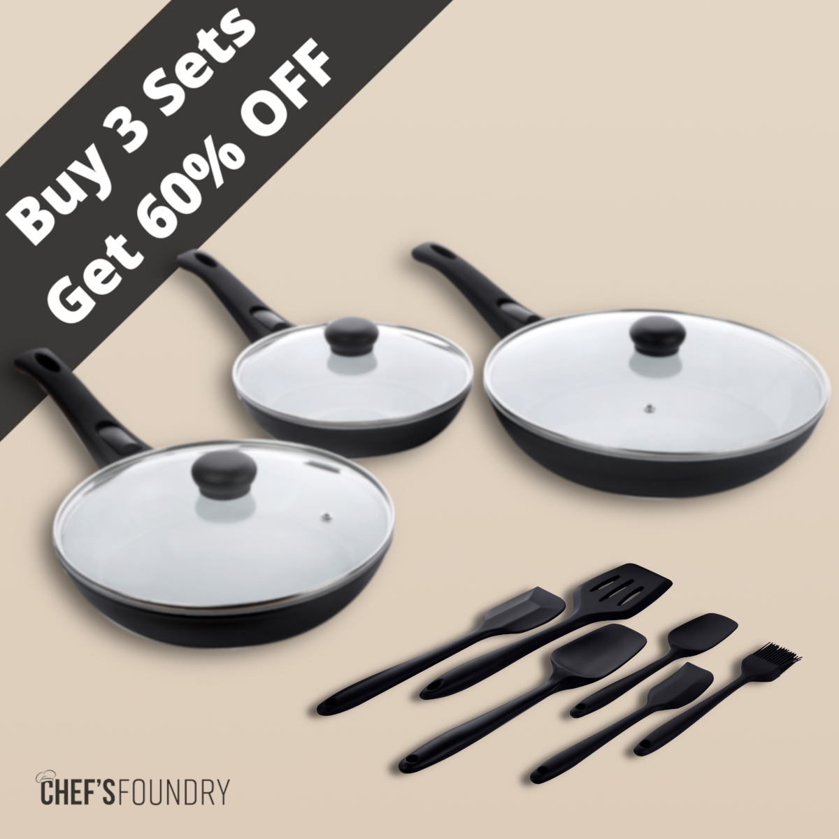 3 x P600 Cookware Frying Pan Set