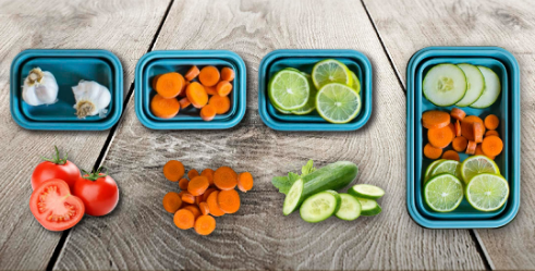 Silicone Collapsible Food Storage Containers-Prep Bowls with Lids - Set of 4 Microwave, Dishwasher and Freezer Safe– Eco-Friendly, Leak-Proof