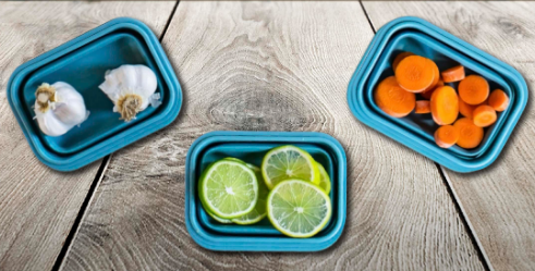 Silicone Collapsible Food Storage Containers-Prep Bowls with Lids - Set of 4 Microwave, Dishwasher and Freezer Safe– Eco-Friendly, Leak-Proof