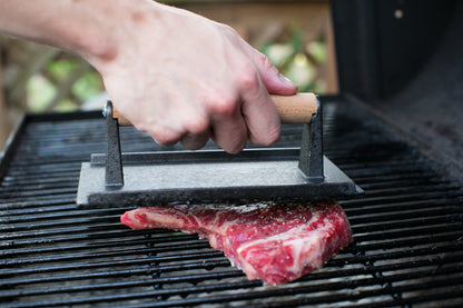 Premium Cast Iron Burger Press - 7" Round & 8.2"x4.3" Rectangular Shapes