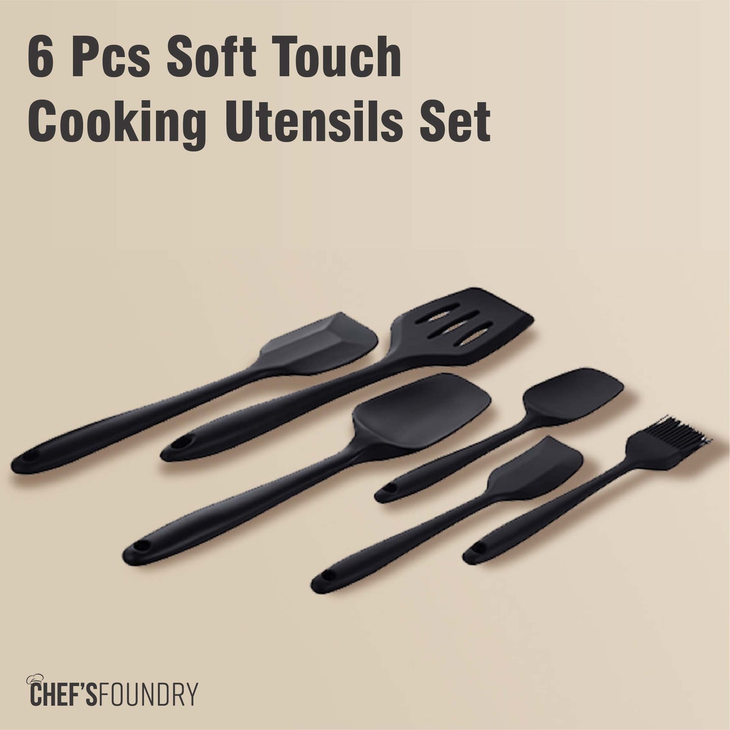 6-Piece Soft Touch Silicone Cooking Utensils Set - Non-Scratch, Heat Resistant Kitchen Tools