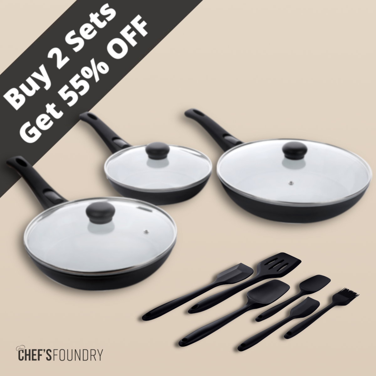 2 x P600 Cookware Frying Pan Set