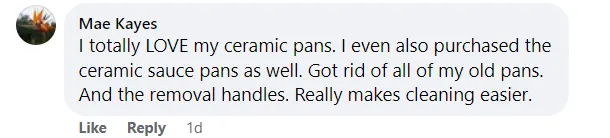 A Facebook comment about the detachable handles