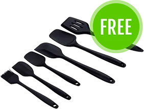 Free set of black silicone cooking utensils