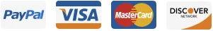 PayPal, Visa, Mastercard, Discover