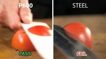 Tomato test: P600 passes, steel knife fails
