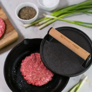 Premium Cast Iron Burger Press - 7" Round & 8.2"x4.3" Rectangular Shapes