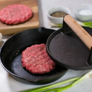 Premium Cast Iron Burger Press - 7" Round & 8.2"x4.3" Rectangular Shapes