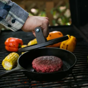 Premium Cast Iron Burger Press - 7" Round & 8.2"x4.3" Rectangular Shapes