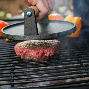 Premium Cast Iron Burger Press - 7" Round & 8.2"x4.3" Rectangular Shapes